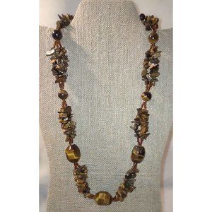 Genuine Tiger s Eye Necklace 23.5 -26